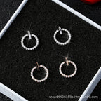 ZVT-168 Circle Zircon Korean Earrings-Golden