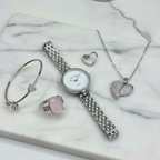 Elegant Heart & Stone 5-Piece Women’s Jewelry Gift Set ~ Imported