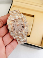 Ladies Stylish Stone Watch – Black and silver