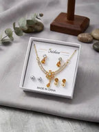 Funky Gold Plated Crystal Necklace Set