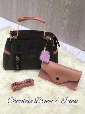Chic Chocolate Brown & Pink Handbag Set for Girls