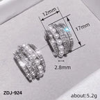 Korean Zircon Pearl Earrings Silver Golden Pack of 2
