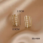 Korean Zircon Pearl Earrings Silver Golden Pack of 2