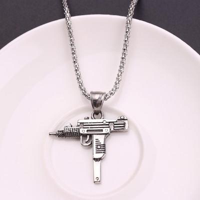 Golden/Silver Gun Shaped Men Necklace for Men