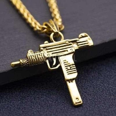 Golden/Silver Gun Shaped Men Necklace for Men