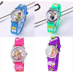 Kids Printed Analogue Watch Blue Green Pink Purple Rubber Band