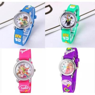 Kids Printed Analogue Watch Blue Green Pink Purple Rubber Band