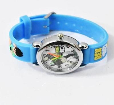 Kids Printed Analogue Watch Blue Green Pink Purple Rubber Band