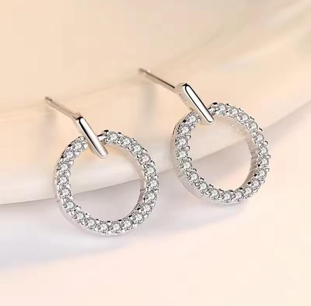 ZVT-168 Circle Zircon Korean Earrings-Golden