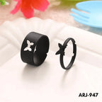 ARJ-947 Butterfly Couple Ring Elegant Stylish Durable Design Symbol Of Love And Commitment For Couples Adjustable Size - Black
