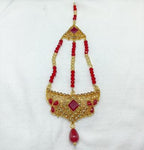 Resin Polish Jhumar with Red Beads & Gold Finish