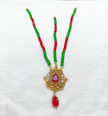 Matha Patti Golden Red Stone Lightweight Wedding Wear