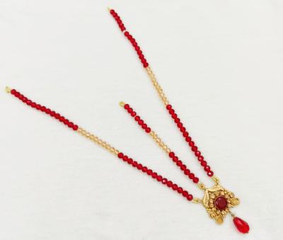 Matha Patti Golden Red Stone Lightweight Wedding Wear