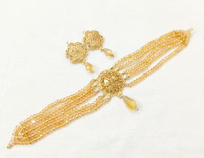 Golden Badam Patti Necklace Set for Women