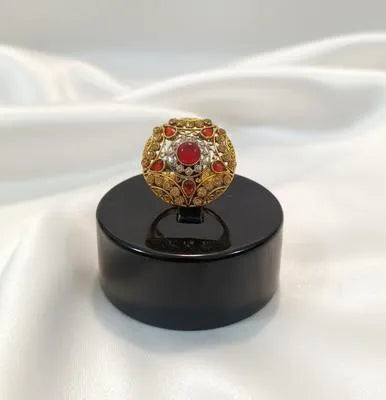 Maroon and silver Adjustable Ring for Wedding & Party Wear
