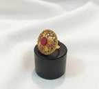 Maroon and silver Adjustable Ring for Wedding & Party Wear