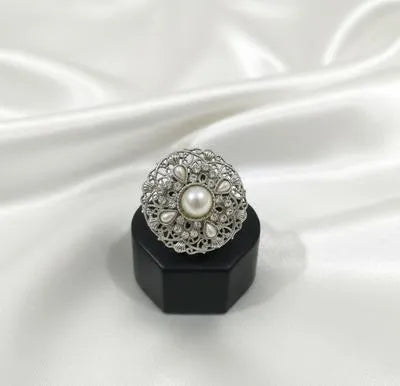 Maroon and silver Adjustable Ring for Wedding & Party Wear