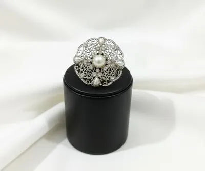 Maroon and silver Adjustable Ring for Wedding & Party Wear