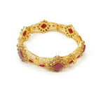 Gold Plated Kara Bangle with Maroon Stones for Women