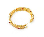 Gold Plated Kara Bangle with Maroon Stones for Women