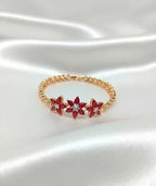 Red Floral Chain Bracelet for Women Wedding Party Gifting