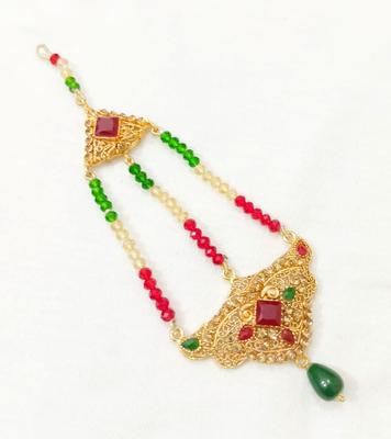 Resin Polish Jhumar with Red Beads & Gold Finish
