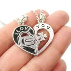 Magnetic Heart Clover Necklace Golden Silver 4 Leaf