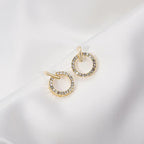 ZVT-168 Circle Zircon Korean Earrings-Golden