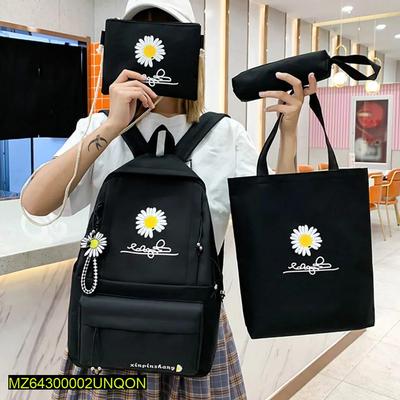 Black Daisy Print Backpack & Tote Set for Girls