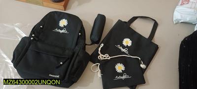 Black Daisy Print Backpack & Tote Set for Girls