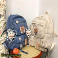 Beige Cartoon Print Casual Backpack for Girls