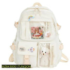 White Unicorn Nylon Backpack 17" for Girls