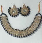 Gold Plated Black Crystal Chocker Set for Weddings & Parties