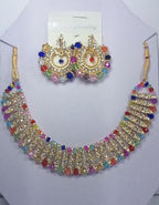 Gold Plated Black Crystal Chocker Set for Weddings & Parties