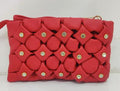 Red Smocking Handbag with Rhinestones for Women