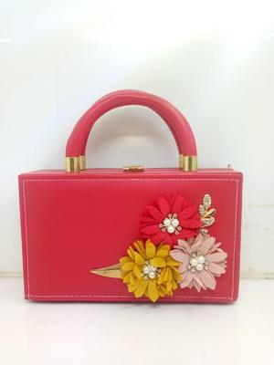 Red Floral Handbag for Women Wedding Eid Party