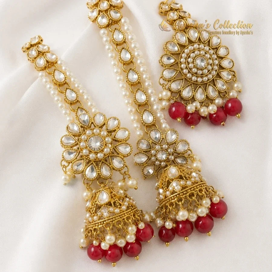 Kundan Earrings With Bindiya