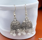 Silver Indian Jumky / Jhumka Earrings by Quirky Fashions | Ethnic wear | Casual wear