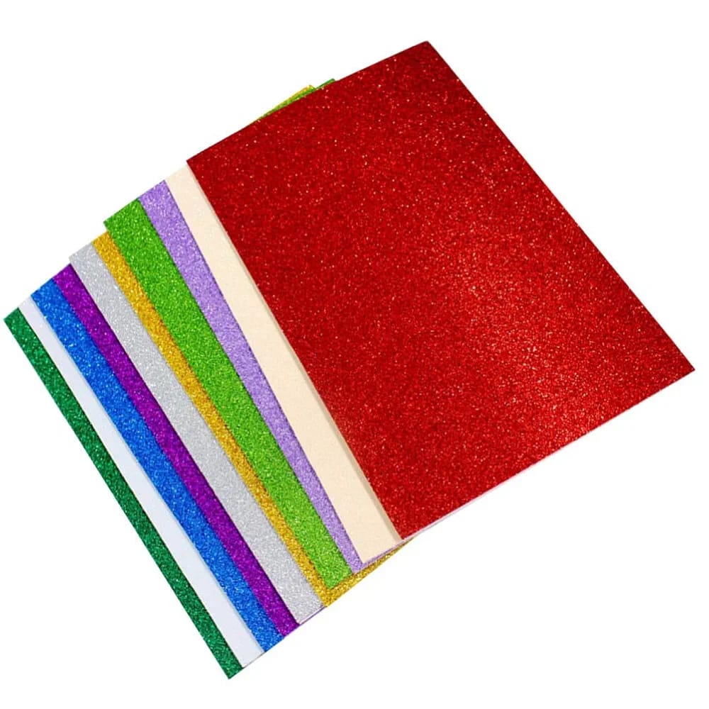 10PCS Glitter Foam Sheets – Premium A4 EVA Craft Adhesive Glitter Paper for DIY, Scrapbooking & School Projects
