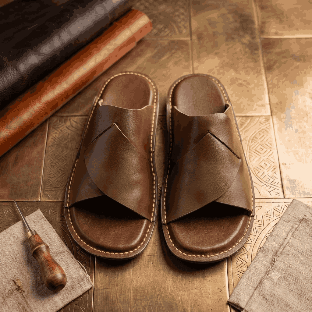 Handmade Double Shade Brown Slippers