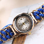 Girls Luxury Stylish Girls Analog Handmade Bracelet Rope Watch - Elegant Timepiece Featuring A Unique Woven Design - Black