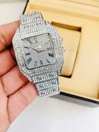 Ladies Stylish Stone Watch – Black and silver