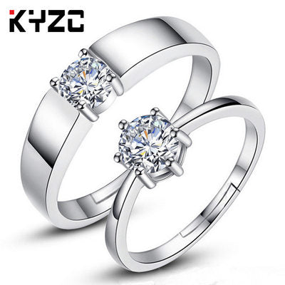 Adjustable Silver Plated CZ Ring for Women