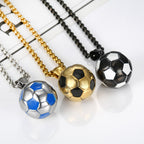 Football Necklace for Men Stainless Steel Soccer Pendant Set
