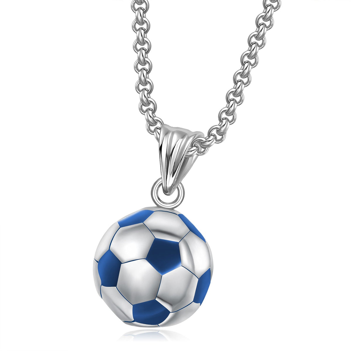 Football Necklace for Men Stainless Steel Soccer Pendant Set