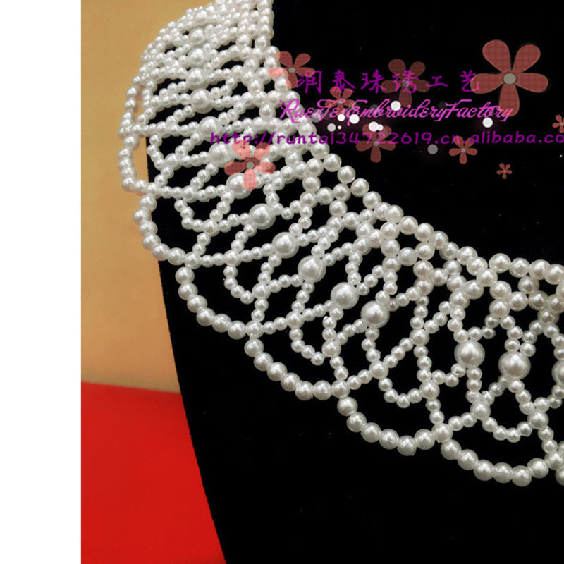 Pearl Handwoven Fake Collar Chain for Women