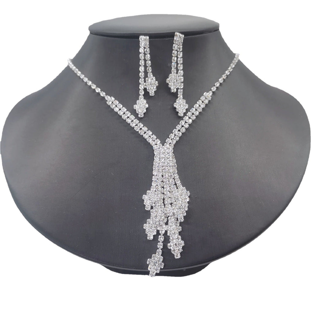Premium Diamond Bridal Necklace & Earrings Set