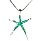 Blue Starfish Opal Pendant Necklace for Women