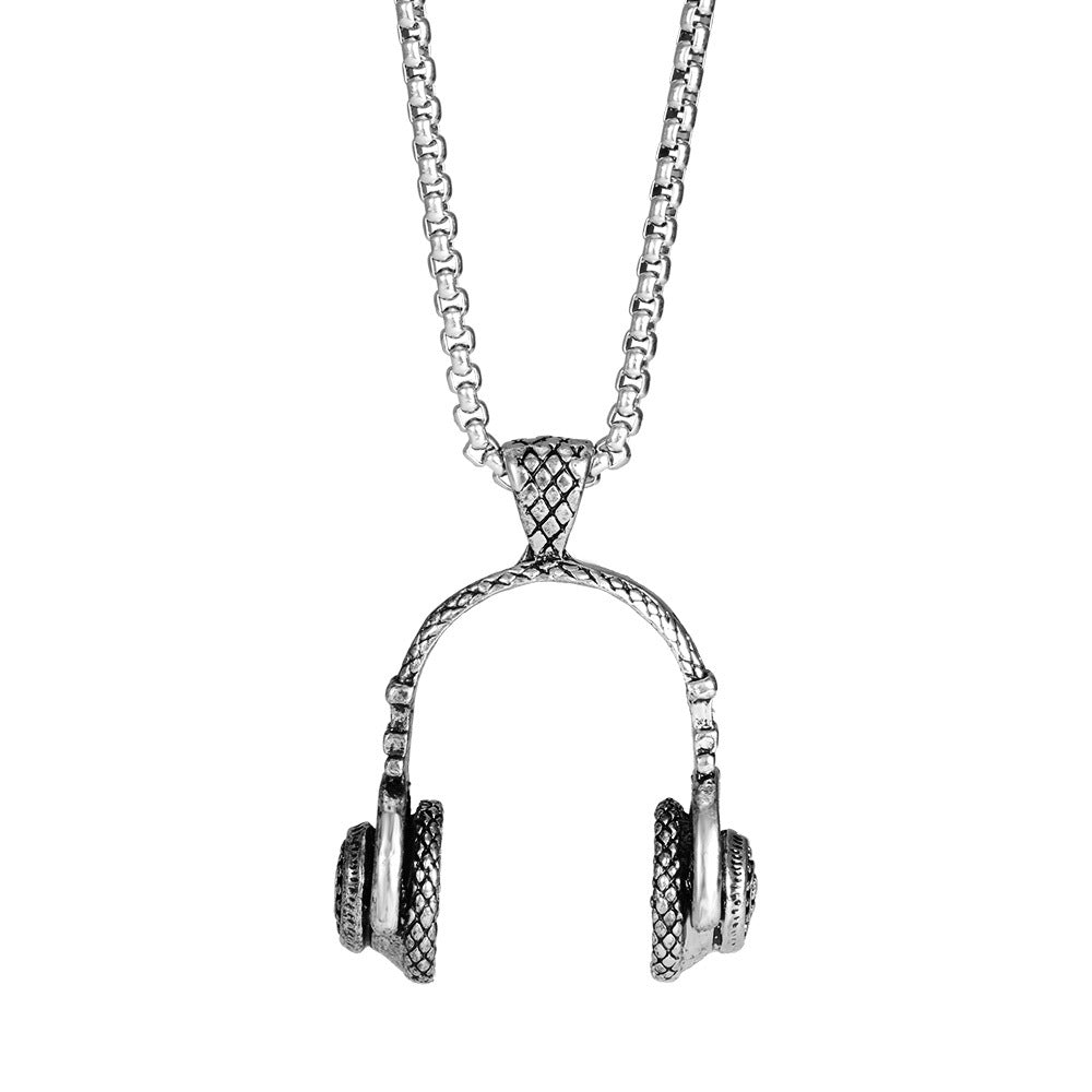 Men's Titanium Steel Headphone Pendant Necklace