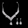 Sparkling V-Neck Necklace & Teardrop Earrings Set